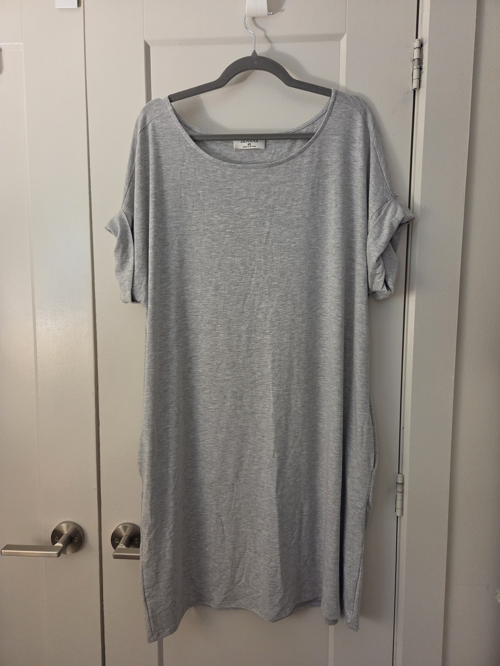 Zenana  Light Gray Midi T-Shirt Dress